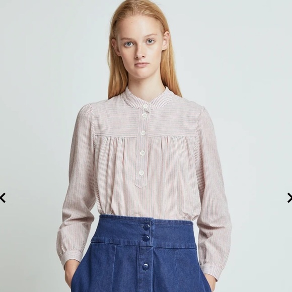 A.P.C. LOULA STRIPED COTTON BLOUSE sz 38 - Picture 1 of 11